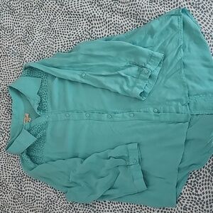 ONE WORLD Turquoise Button-Down Shirt